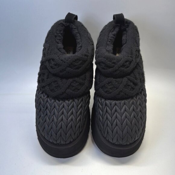 UGG Tazz Villa Knit Platform Booties Black Winter Slippers Size Women 9 - Picture 3 of 8